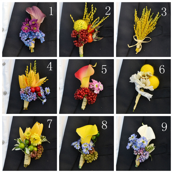 Vintage Groom Boutonniere Groom Corsage Flower Brooches Groom Wear & Accessories Handmade Custom-made Matched Bride Wrist Flower Available