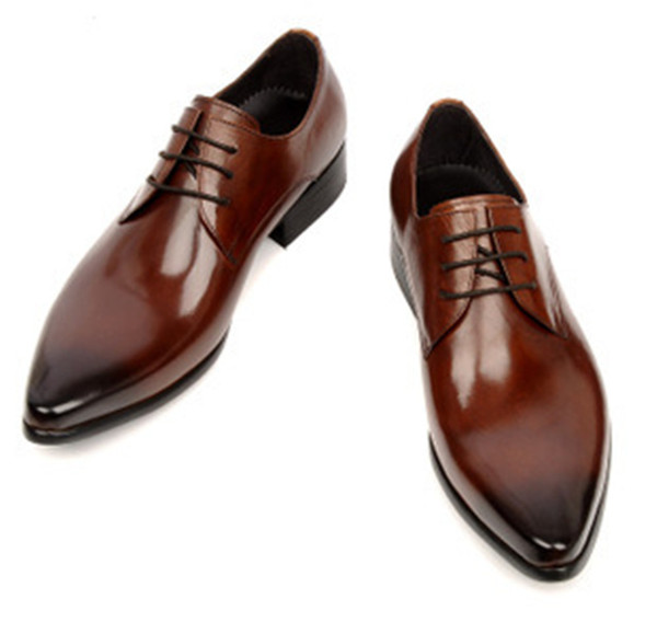 Downton handmade Genuine Leather Groom shoes Cowhide Best Men shoes Slip On Oxfords Business Shoes Italian Pointed Toe male style