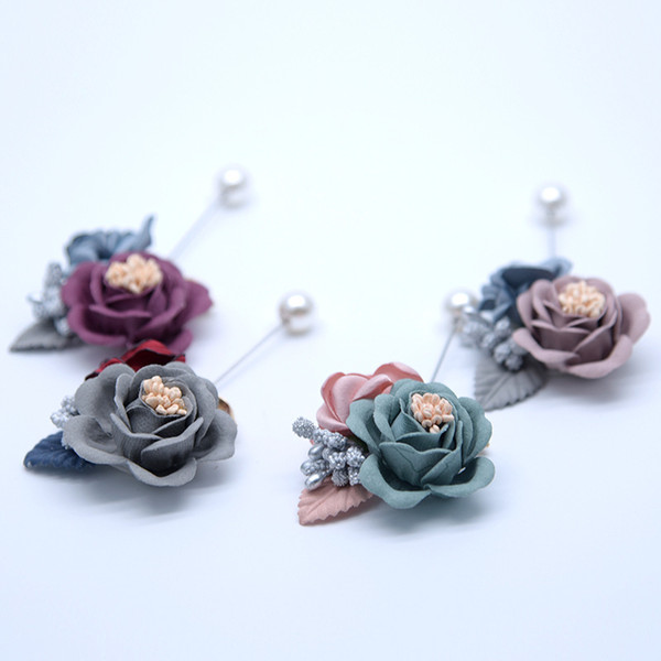 2019 Brooch Corsages for the Groom Groomsmen Party Prom Vests Suit wedding suits for men wedding suit grooms men Rose Flowers 10 colors