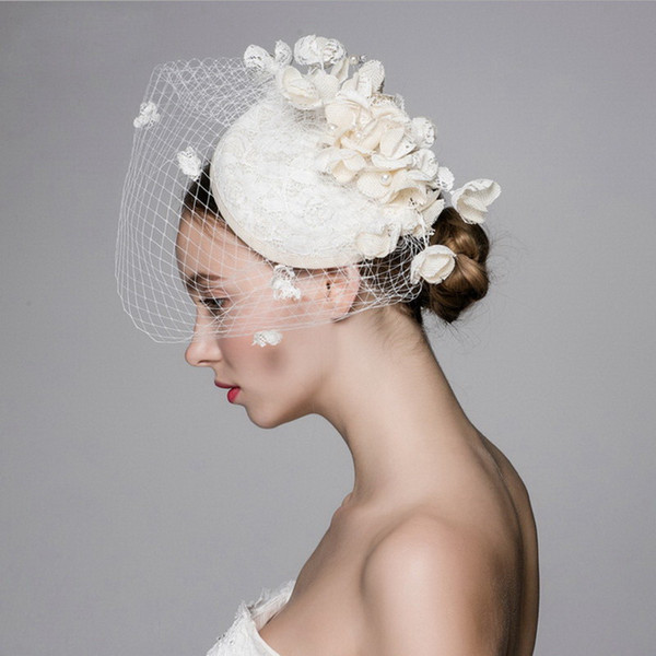Beautiful Vintage France Birdcage Bridal Flower Handmade Flowers Fascinator Bride Wedding Hats Face Veils Women Fashion