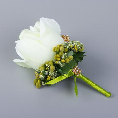Lovely White Rose Flowers Wedding Groomsman Brooch For Men Wedding Party Wear Decoration Bridegroom Corsage Accessories Wedding Supplier