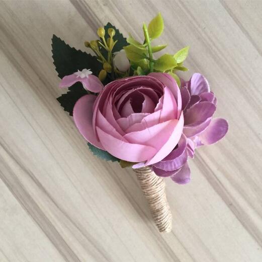 A silk - purple flower for the bride and groom Flower corsage Groom Accessories