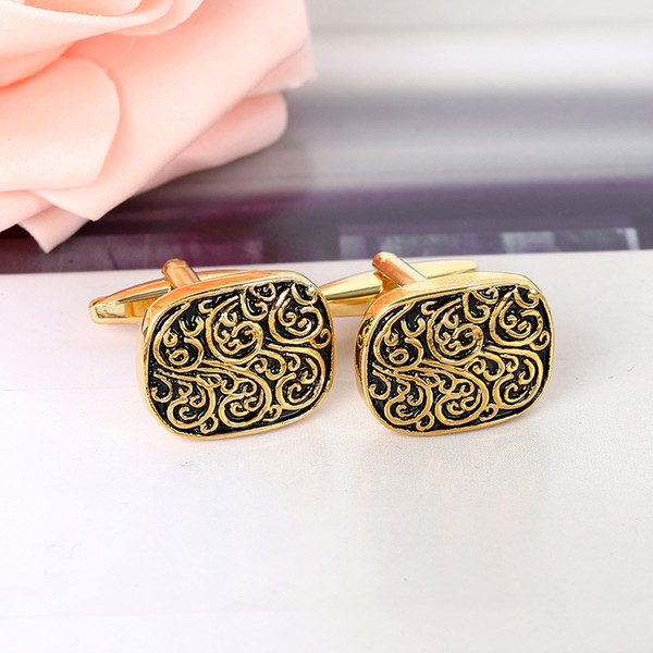 Luxury Gold Cufflinks With Novelty Pattern Shirt Cuff link For Men New Brand Wedding Cufflinks Gift For Fathers Day