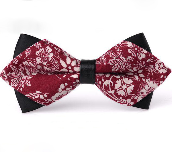 Men's Flower Pattern Bow Tie 2017 Solid 10 Colors Boutique Cotton Fashion Gentleman Bowtie For Bridegroom Groomsman