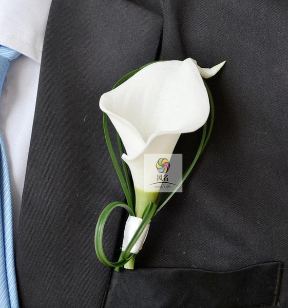 Fake flowers Artificial Natural Touch Calla Lily Corsages Handmade Groom's Boutonniere For Wedding party orange red white purple color
