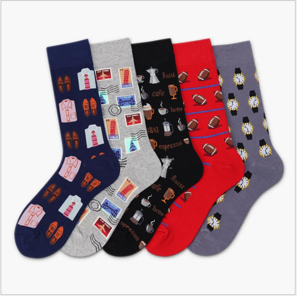2018 New Trend Socks Personalized Breathable Couple Stockings Men's Cotton Japanese Creative Socks With 75% Cotton Fabric For Sale