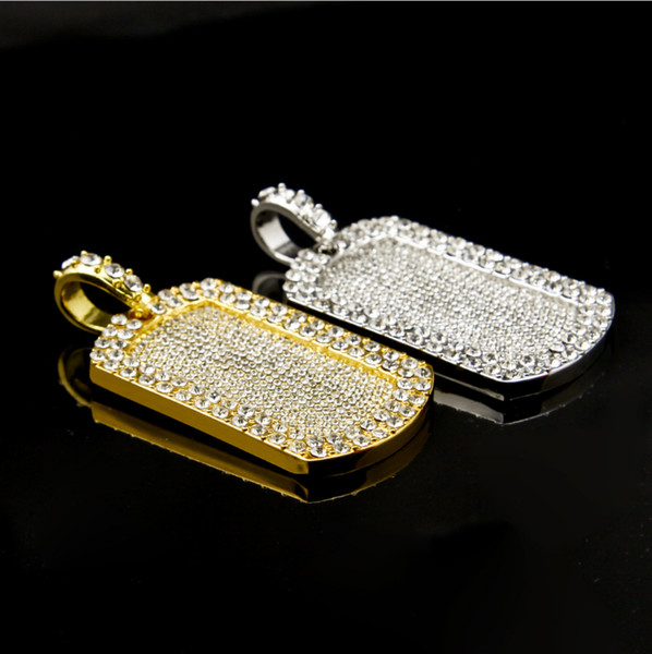 High Quality 18K Golden/ Silver Full Diamond Pendant Necklace Bling Shining Jewelry Hip Hop Jewelry Necklace For Adults Party Gifts