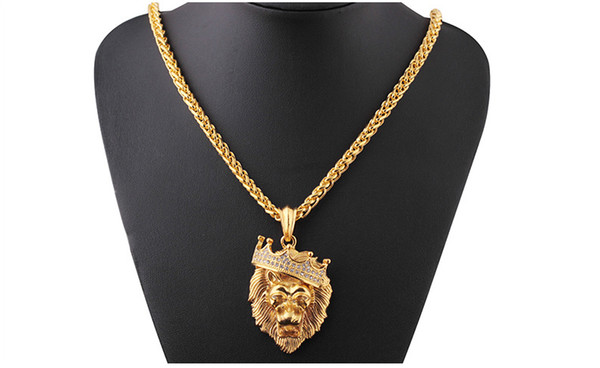 Hot Selling Glow In The Dark Crown Lion Tiger Pendant Necklaces Gold Color Rock Animal Necklaces For Women Men Using