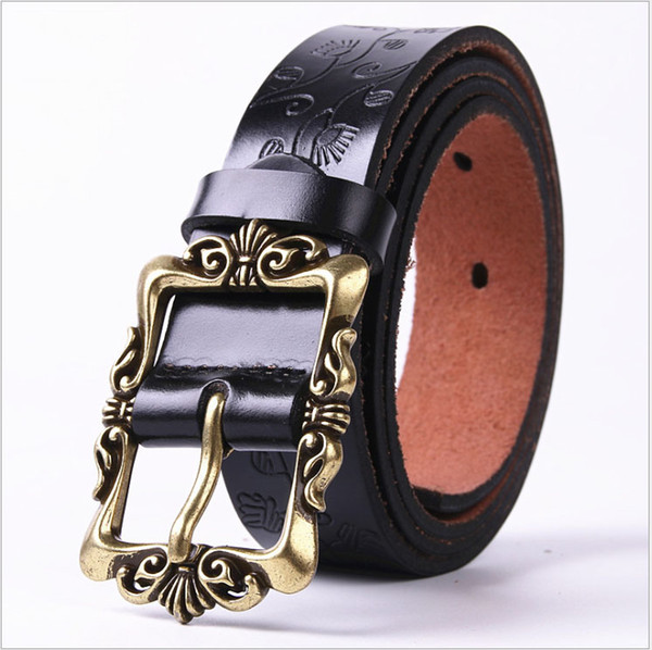 2018 Men/ Women Belt Adults High Quality Genuine Leather Black White Brown Red Orange Color Designer Cowhide Belt Luxury Waistband