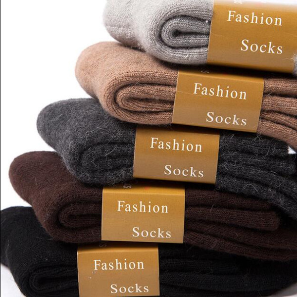 Extra Thick 85% Wool Fabric Winter Warm Rabbit Fur Socks Plus Velvet Men's Terry Snow Socks With Five Colors Breathable Deodorant Socks