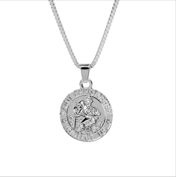 Saint Christopher Surfing Necklace Coin Traveller Necklace Silver Gold Plated Chain For Women And Men Modern Jewelry As Gifts