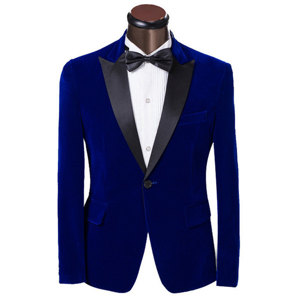 Cheap And Fine Velveteen Groomsmen Peak Lapel Groom Tuxedos Men Suits Wedding/Prom/Dinner Best Man Blazer(Jacket+Pants+Tie) 153