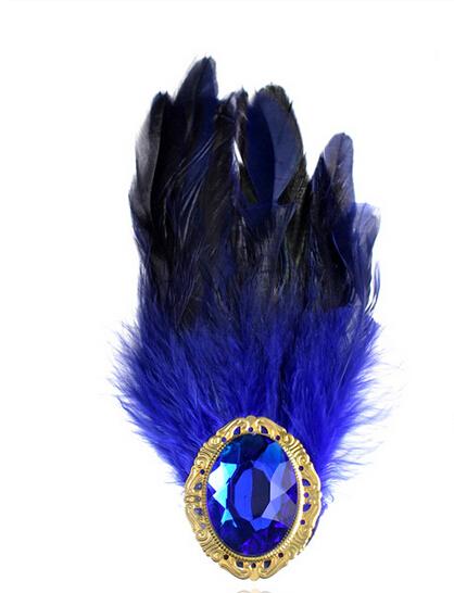 Fashionable Bride And Groom Brooch Handmade Blue Feather Diamond Brooch Four Styles
