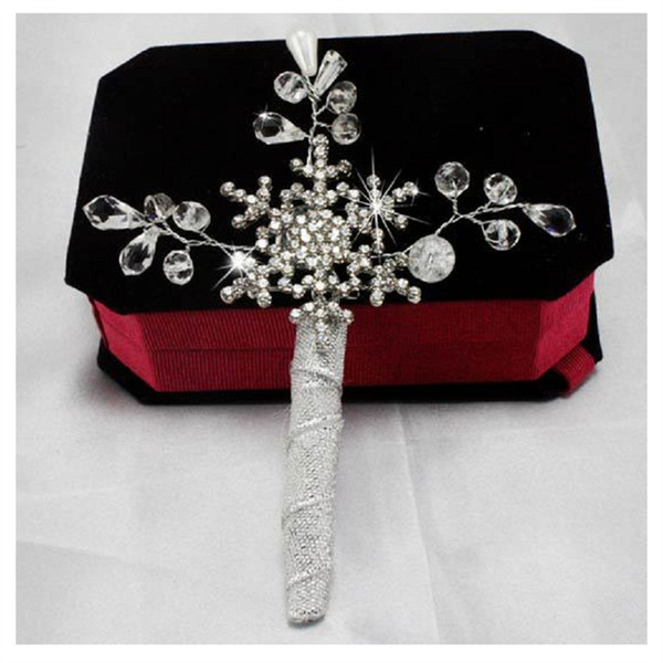 Wedding Corsage Handmade Crystal Wedding Corsages Boutonnieres Flower Groom Groomsman Brooch Party Prom Brooch Decorations