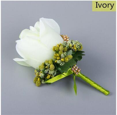 Hot Sale Bridesmaid Rose Silk Corsage Gentleman Rose Boutonniere Artificia Wedding Bouquets Groom Groomsman Bouquet Silk Flower
