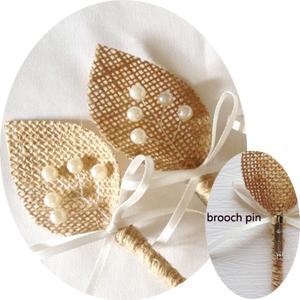 Pearl Burlap Mens Boutonniere Wedding Buttonhole Rustic Wedding Party Gift for Groomsmen Guests Favor Idea Prom Boutonniere