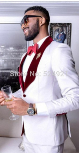 Handsome One Button Groomsmen Shawl Lapel Groom Tuxedos Men Suits Wedding/Prom/Dinner Best Man Blazer(Jacket+Pants+Tie+Vest) A303