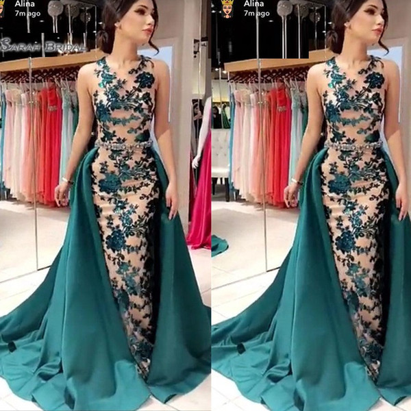 Desginer Jewel Neckline Mermaid with Oveskirts Prom Dresses High End Quality Party Dress Sleeveless In Hot Sales