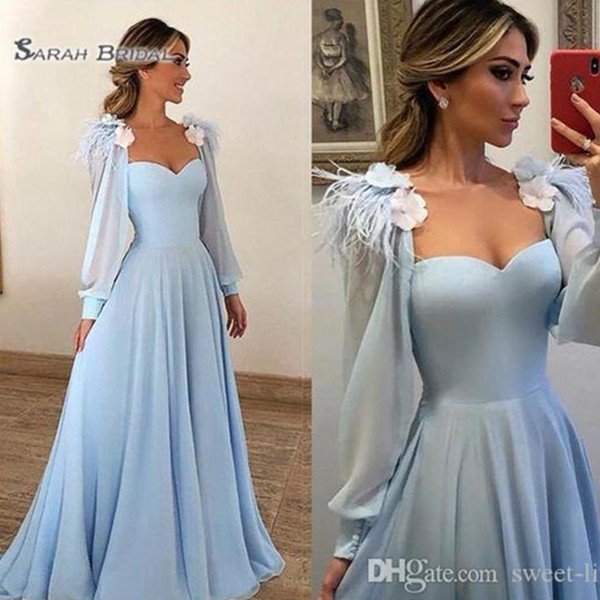 Desginer Sweetheart Neckline With Flowers Long Sleeves Prom Dresses High End Quality Party Dress In Hot Sales