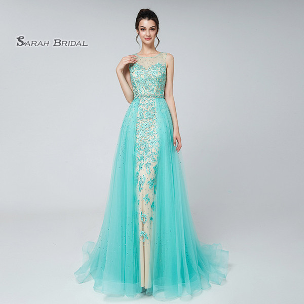 Jewel Zipper Tulle Beads Overskirt Sexy Elegant Beading Vestidos De Festa Evening Wear Formal Occasion Gown LX576