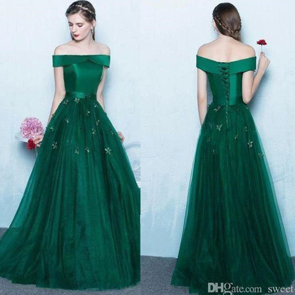 Sexy A-line Tulle Off Shoulder Handmade Flowers Lace Up Prom Dresses Vestidos De Festa Party Evening Dress Hot Sales