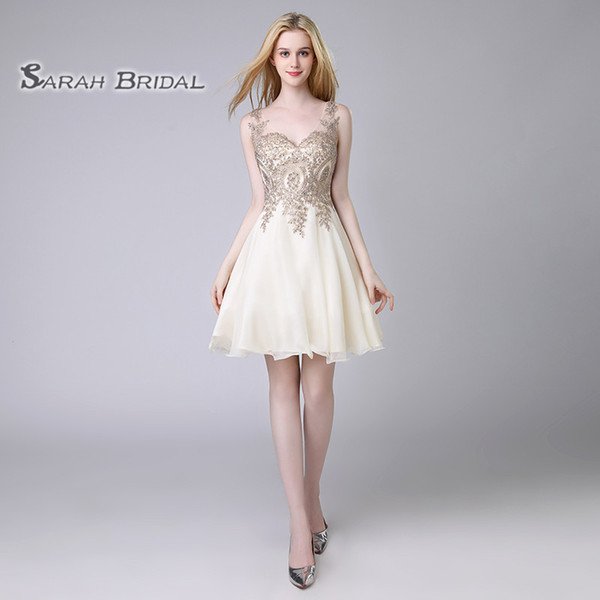 Ivory Cheap Graduation Dresses Lace Chiffon Backless Mini Prom Party Queen Beaded Cocktail Dress Gowns Homecoming Dress LX418