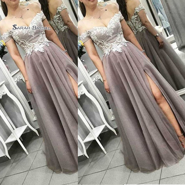 Off Shoulder Split Tulle Prom Dresses Vestidos De Festa Evening Wear In Stock Hot Sales High-end Occasion Dress