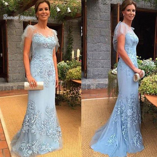 Mermaid Appliques Short Sleeves Tulle Formal Evening Wear In Stock Hot Sales High-end Quality Dress