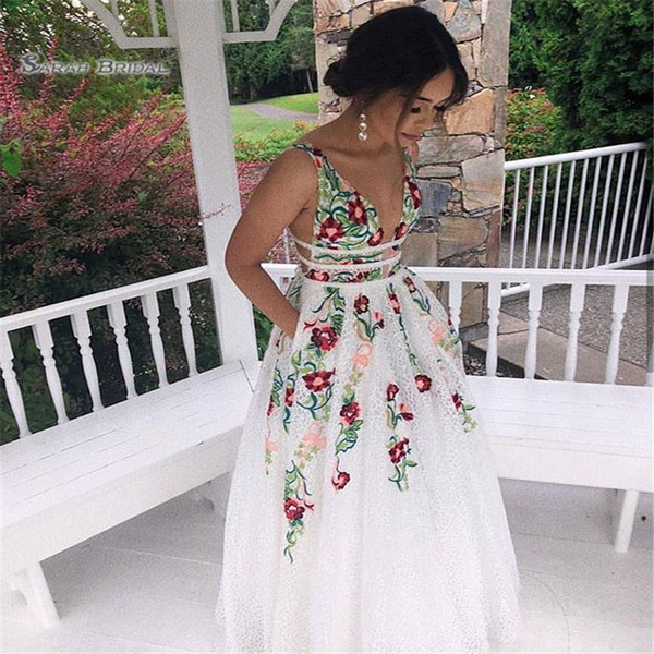 Appliques White Pockets Sleeveless Prom Dresses Vestidos De Festa In Stock Hot Sales High-end Occasion Dress