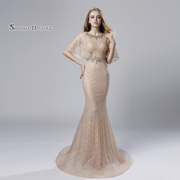 Tulle Mermaid Beaded Prom Party Dress Wrap Vestidos De Festa Evening Wear Formal Occasion Gown LX534