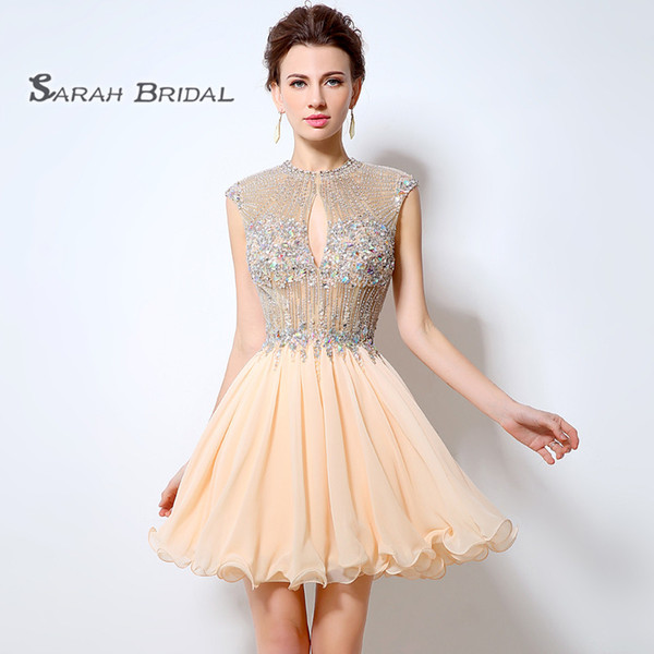 Short Luxury Blush A-Line Prom Dresses Sexy Backless Cocktail Tulle Mini Skirt Homecoming Dress Formal Graduation Party Gown LX012