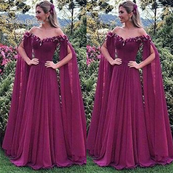 Elegant Off Shoulder A-line Evening Dress With Long Sleeves High End Quality Dress Custom Made Hot Sales