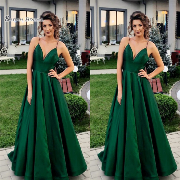 Green Spaghetti A-line Floor Length Prom Dresses Sleeveless High End Quality Evening Party Dress Hot Sales