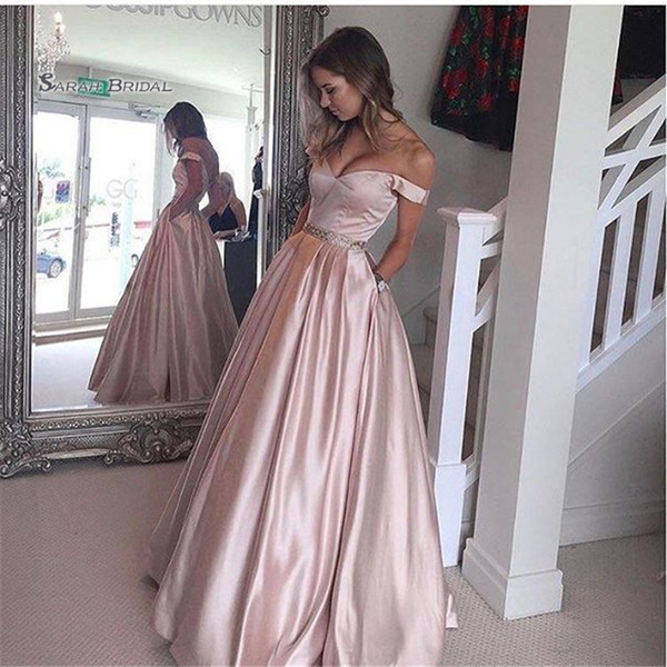 Off Shoulder Taffeta Pockets Beads Vestidos De Festa Evening Wear In Stock Hot Sales High-end Occasion Dress