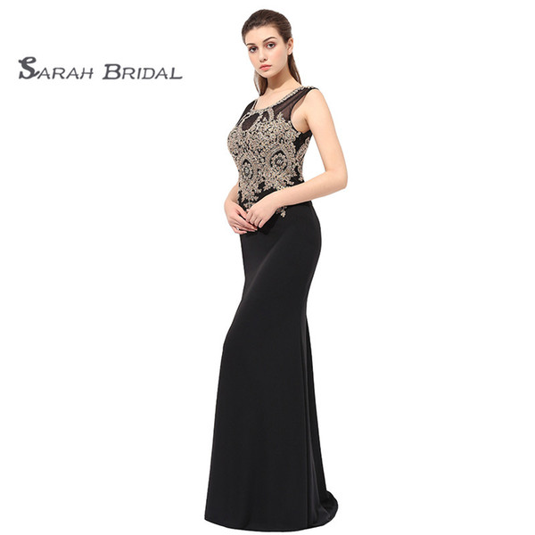 Mermaid Lace Beaded Black Prom Party Dresses Sexy Elegant Vestidos De Festa Evening Occasion Sleeveless Gown LX360