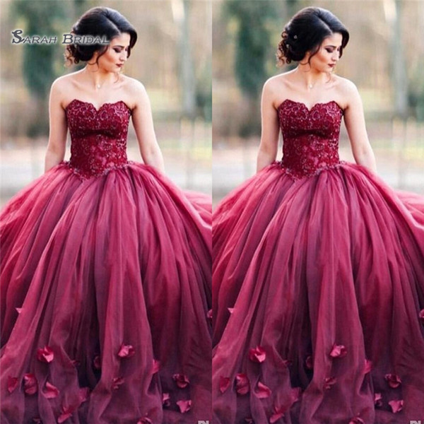 Ball Gown Prom Dresses Sweetheart Appliques 3D Flowers Floor Length Evening Dress Maxi Wear Party Gowns