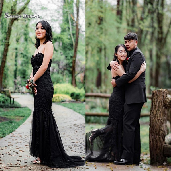 Black Sweetheart Mermaid Evening Dress With Tulle Sweep Custom Made Hot Sales Girls Occasion Dress