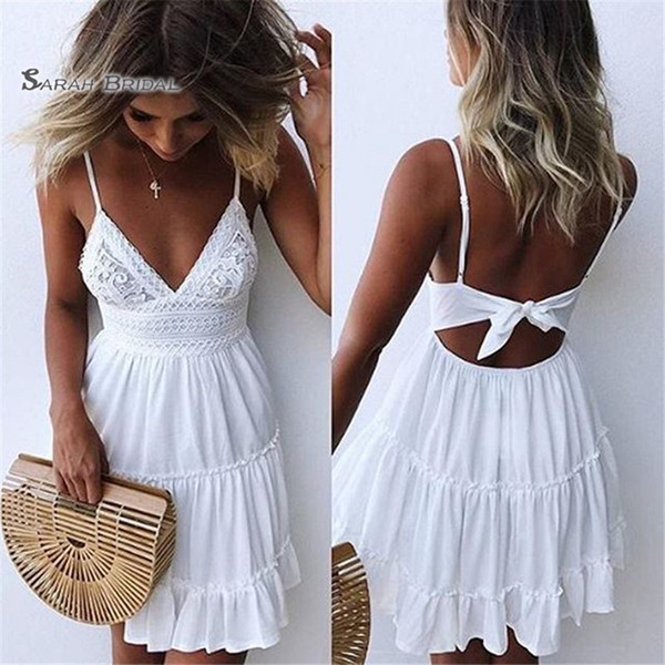 Simple A-line Spaghetti Backless Short Length Sleeveless High End Quality Evening Party Dress Hot Sales