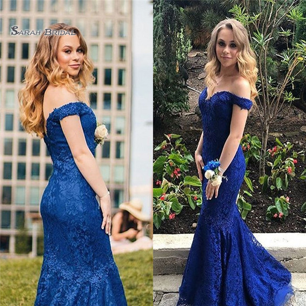 Mermaid Off Shoulder Lace Prom Dresses Sleeveless High End Quality Evening Party Dress Hot Sales