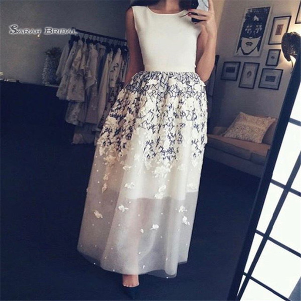 Appliques Ankle Length Jewel Sleeveless Prom Dresses Vestidos De Festa In Stock Hot Sales High-end Occasion Dress