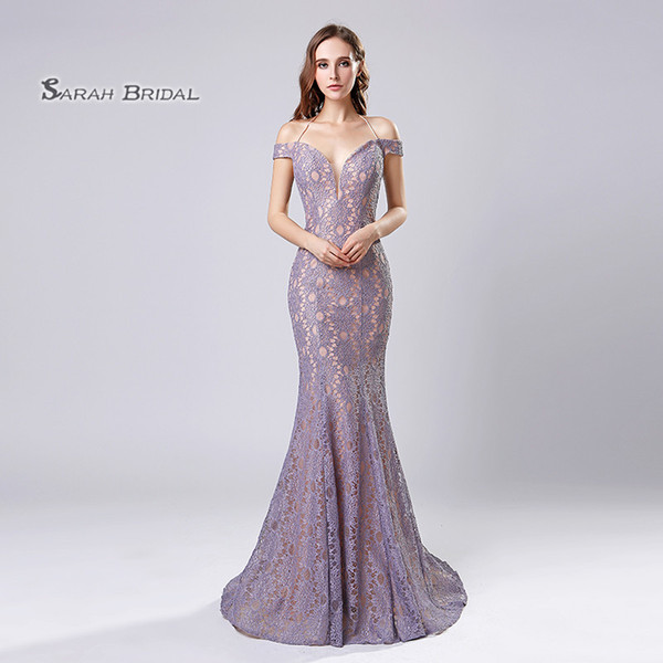 Mermaid Sexy Zipper Lace Halter Prom Dress Sexy Vestidos De Festa Evening Formal Occasion Gown LX575