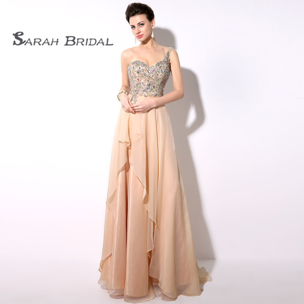 Long One Shoulder Chiffon A-Line Prom Dresses Sexy Evening Dress Formal Graduation Party Gown YD004