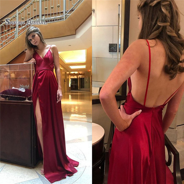 Spaghetti With Aline Evening Dress Sexy Backless and Split High-end Customed Vestidos De Novia Party Gown