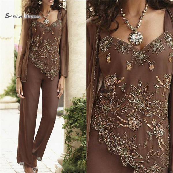 Classic Beads Mother of the Bride Pant Suits with Jackets Custom Made Wedding Guest Party Dress Vestidos De Novia