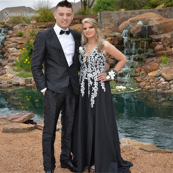 Classic Black Aline With Appliques Prom Dress Sleeveless High-end Custom Made Vestidos De Novia Party Gown