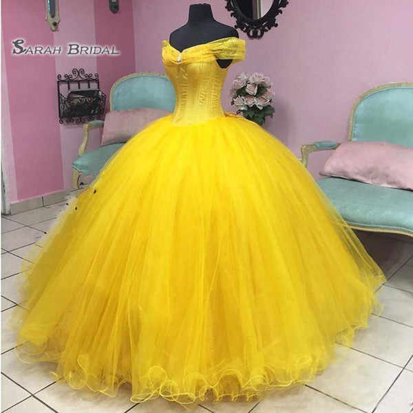 Eyesight Yellow Quinceanera Dresses With Off Shoulder Tulle Prom Gowns Corset Sweet 16 Formal Dress