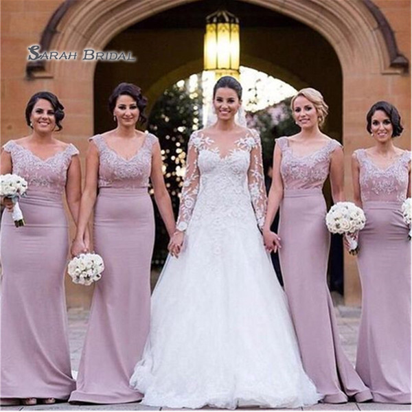 Elegant Appliques Floor Length Mermaid Bridesmaid Dresses Maid of Honor Dress Sexy robes de soirée