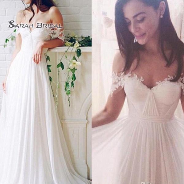 White A Line Vintage Off Shoulder Wedding Dresses Sleeveless Bridal Gowns Bohimian Bride Dress Custom Made Plus Size