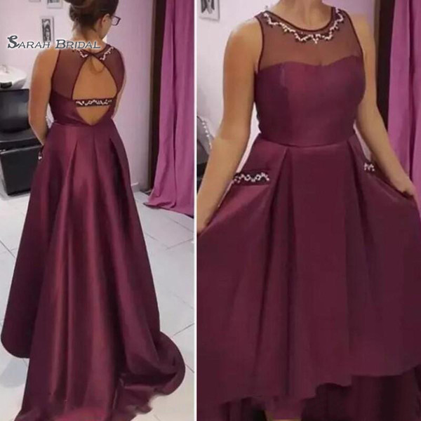 Burgundy A-line Bridesmaid Dresses With Sweep Sheer Neck Maid Of Honor Gowns Formal Party Dress Custom Made