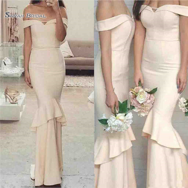 New Off Shoulder Cheap Mermaid Bridesmaid Dresses Simple Ruffles Wedding Guest Gowns for Evening Party Gowns